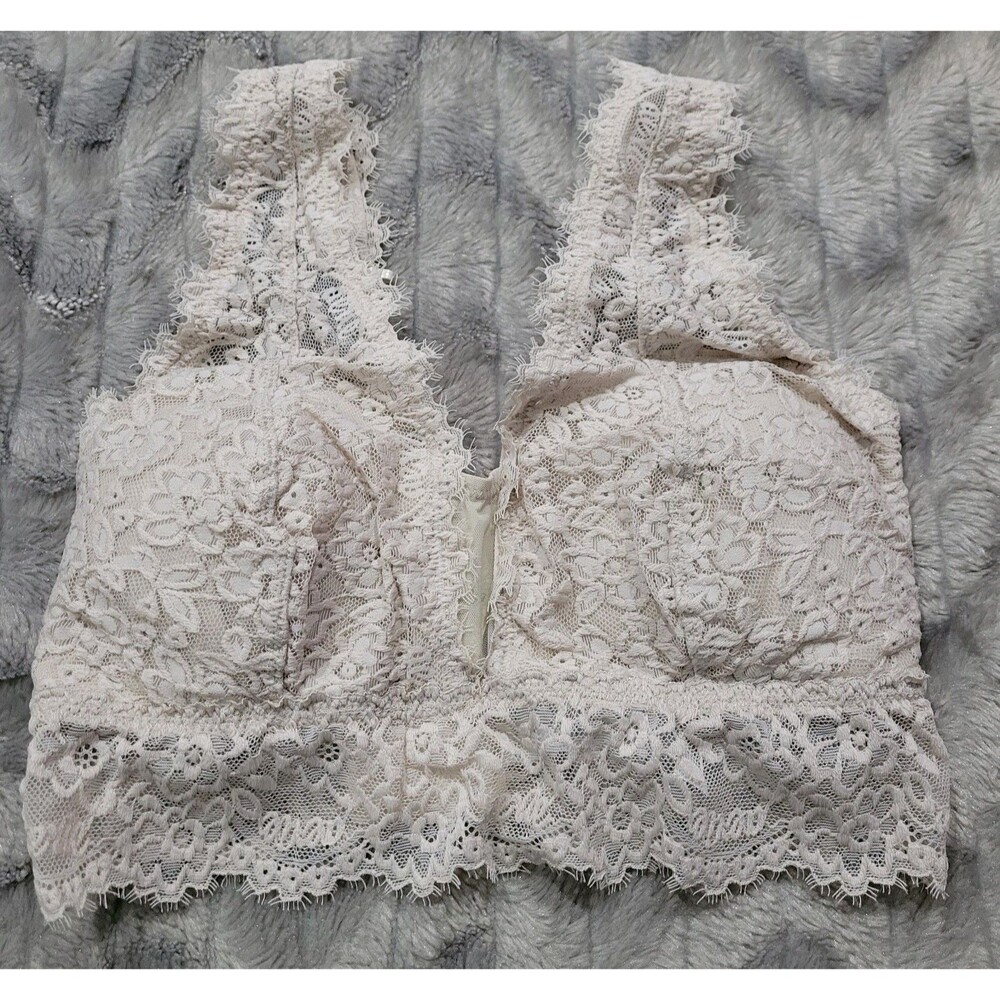 Aerie Size S (DD) Beige Floral Lace Boho Festival Bra Bralette NWT